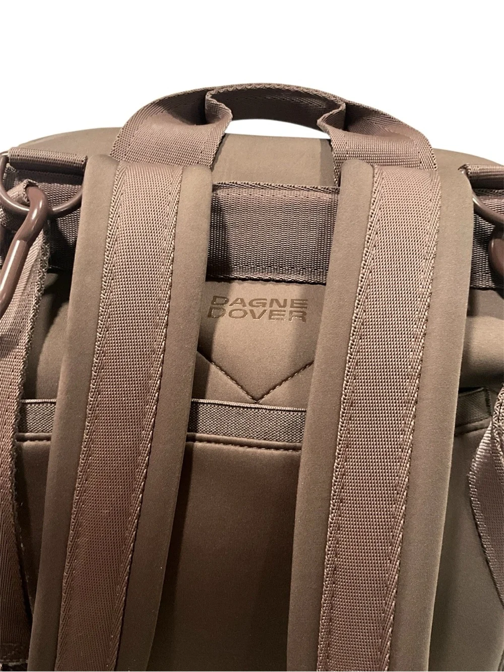 Dagne Dover Taupe Neoprene Diaper Backpack with Dual Front Zips large